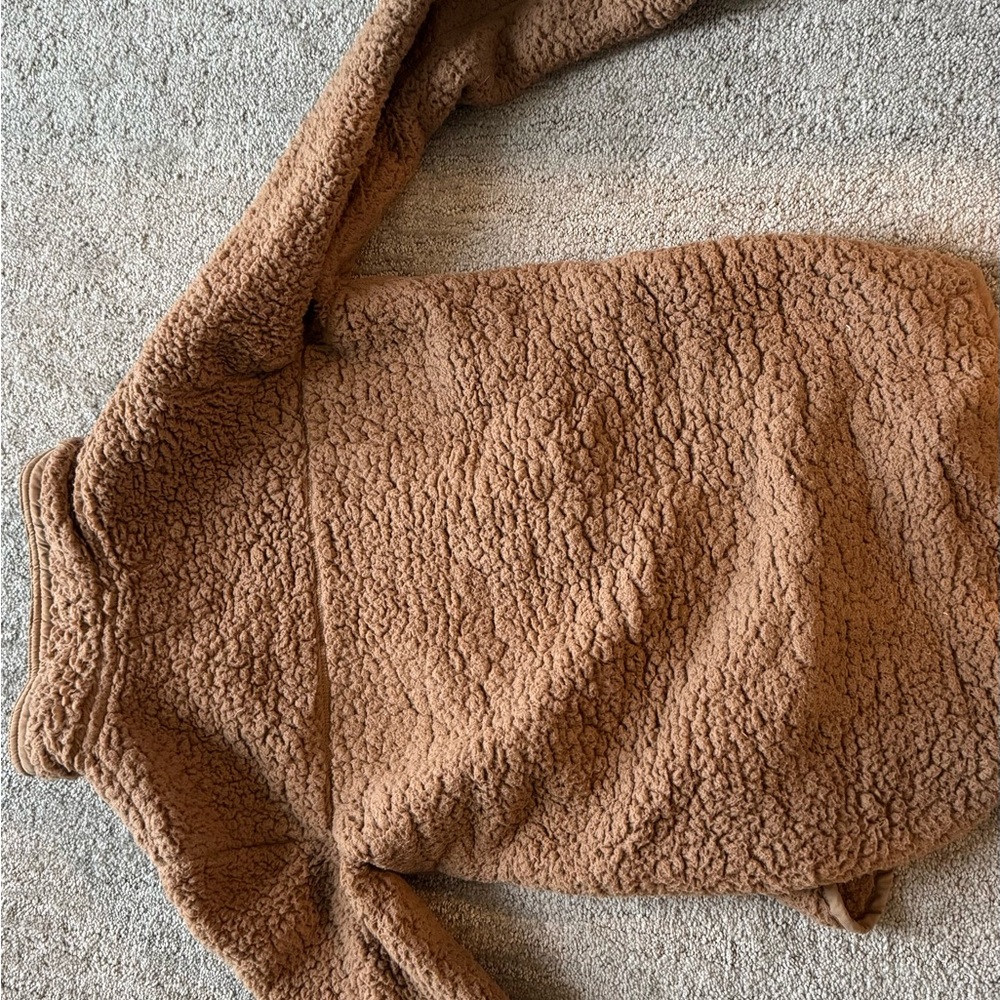 Abercrombie & Fitch Tan Sherpa Cowl Neck Sweater